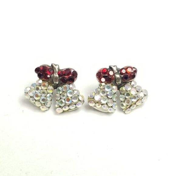 Vintage Rhinestone Bell Shape Stud Earrings, Festive Holiday Sparkle - Picture 6 of 6